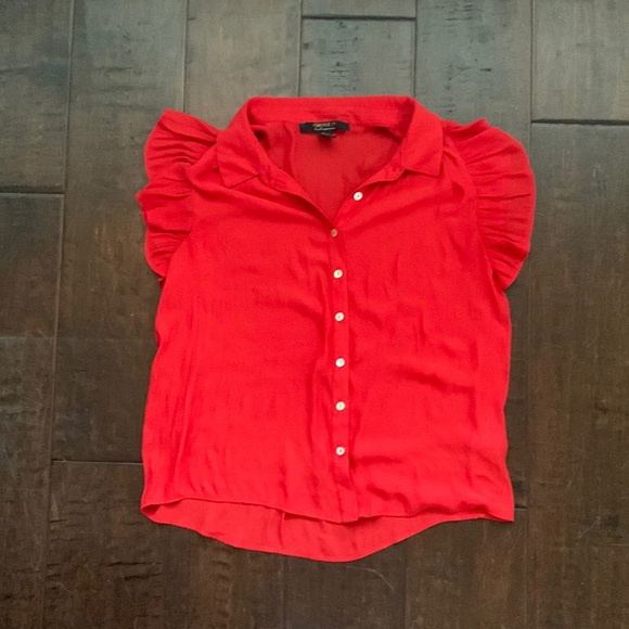 Forever 21 Red Button Down Shirt - Picture 1 of 4